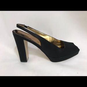 Marc Fisher black fabric sling back heel, like new